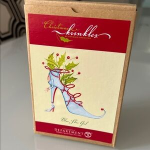 Christmas Krinkles Blue Shoe Ornament. Department 56.